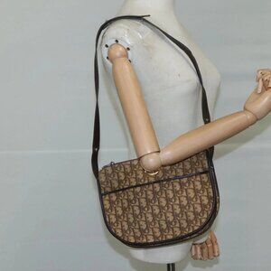 Christian Dior Trotter Canvas Shoulder Bag Brown Auth 105487